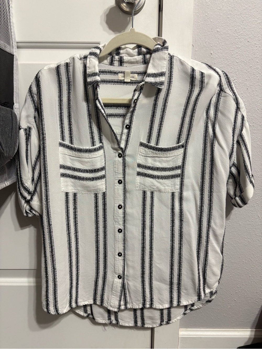 silence + noise White and Black Striped Top